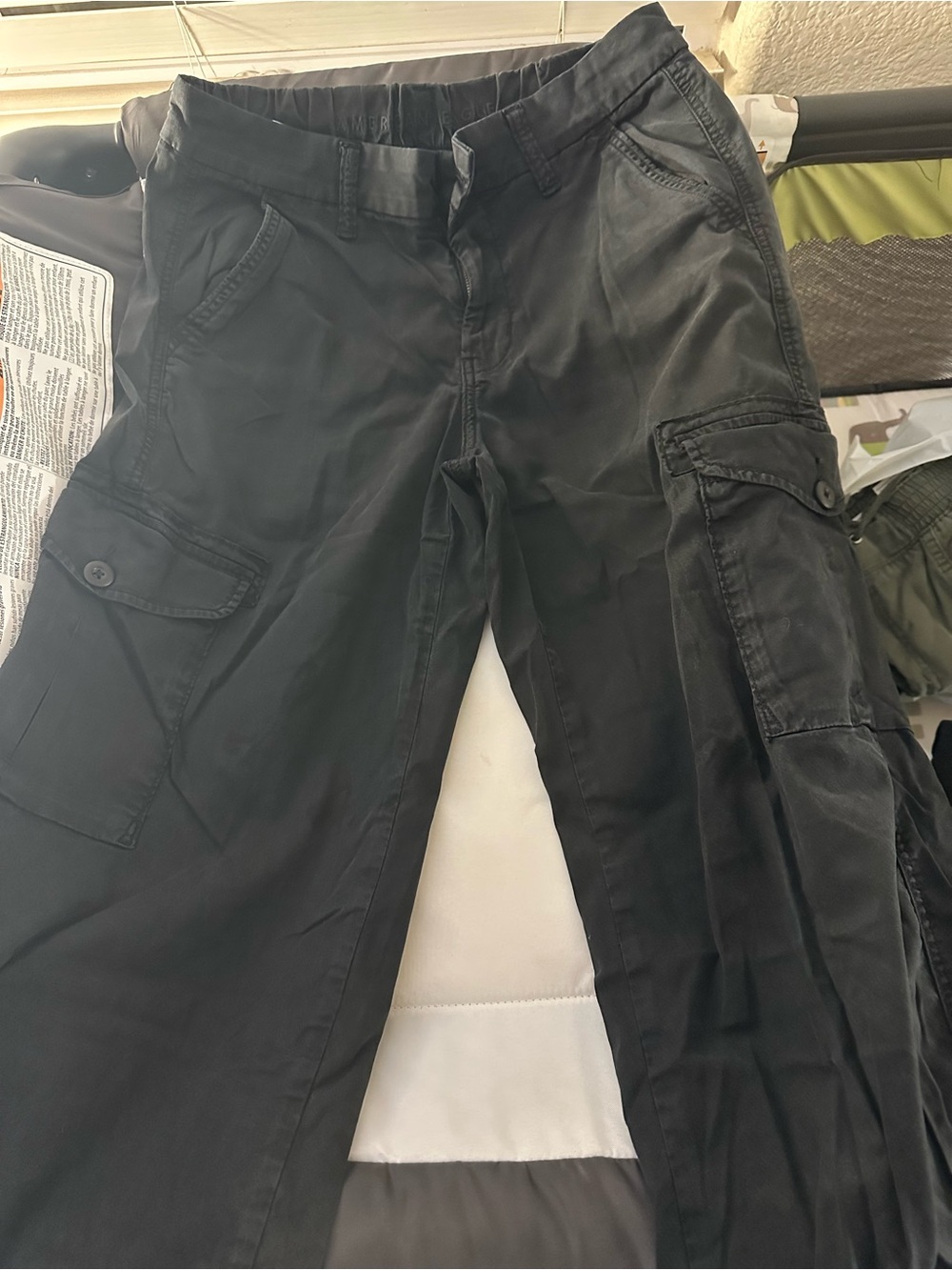 American Eagle Outfitters Black Wide Leg Cargo Pants